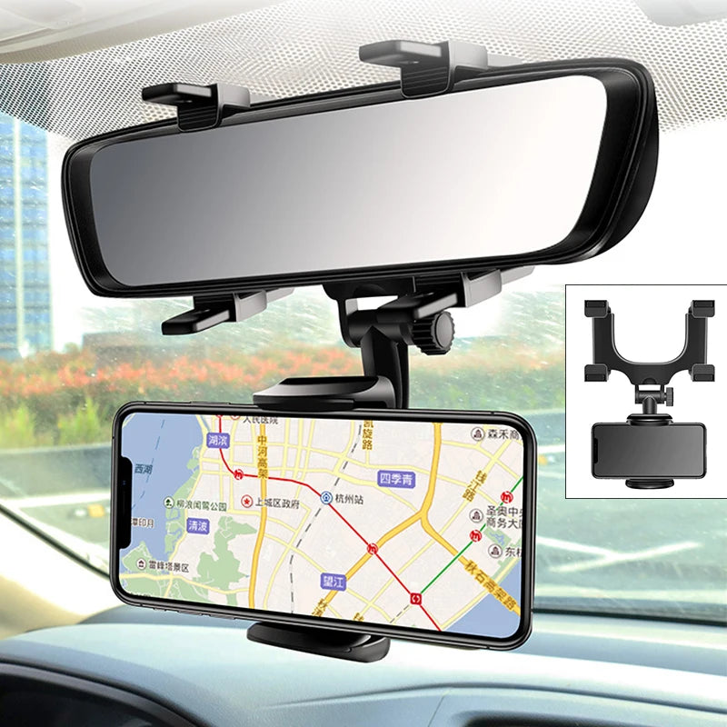 Revolutionary 360° Telescopic Car Mirror Smartphone Holder - Adjustable Mount for iPhone 13 and More