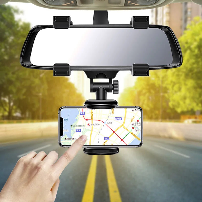 Revolutionary 360° Telescopic Car Mirror Smartphone Holder - Adjustable Mount for iPhone 13 and More