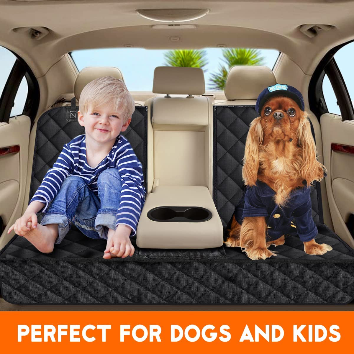Ultimate Dog Car Seat Cover - Waterproof Back Seat Protector for Pets and Kids, Fits Most Cars, SUVs & Trucks (53" Width) - Durable and Easy to Clean in Black