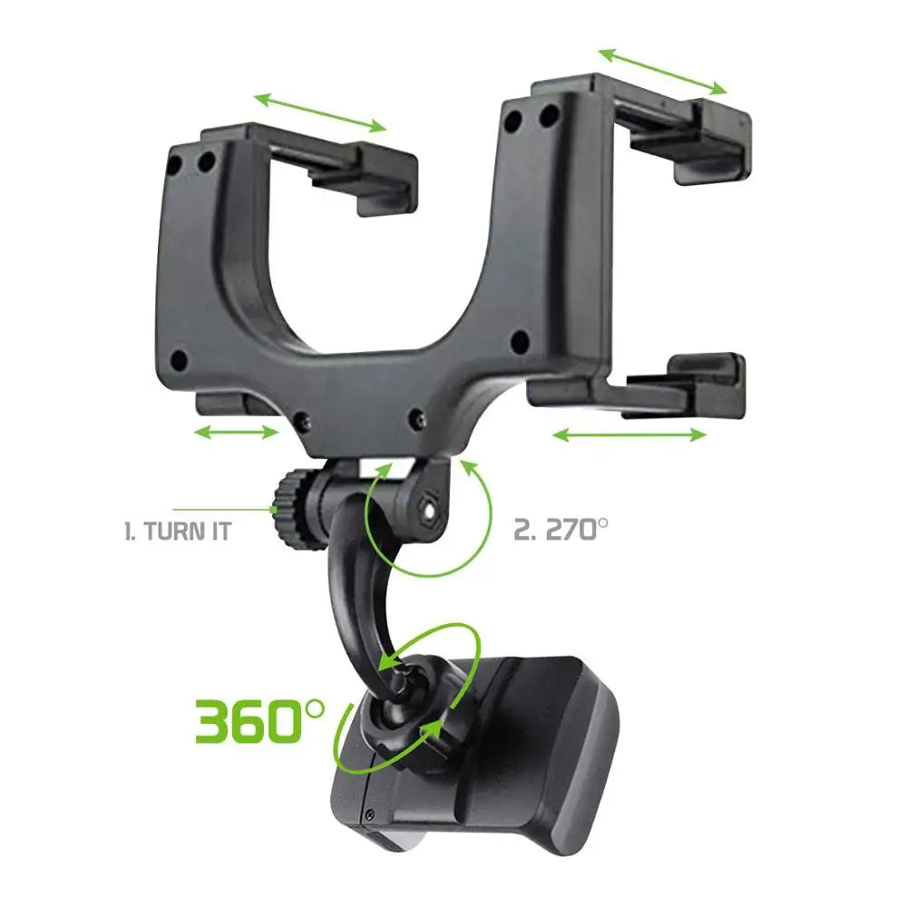 Revolutionary 360° Telescopic Car Mirror Smartphone Holder - Adjustable Mount for iPhone 13 and More