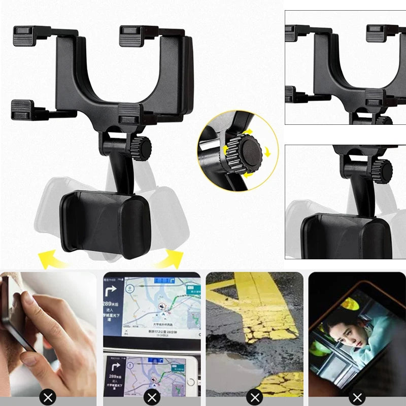 Revolutionary 360° Telescopic Car Mirror Smartphone Holder - Adjustable Mount for iPhone 13 and More