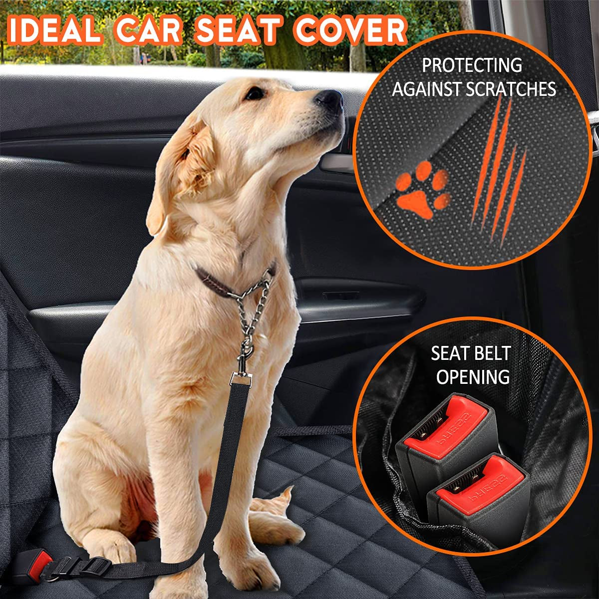 Ultimate Dog Car Seat Cover - Waterproof Back Seat Protector for Pets and Kids, Fits Most Cars, SUVs & Trucks (53" Width) - Durable and Easy to Clean in Black