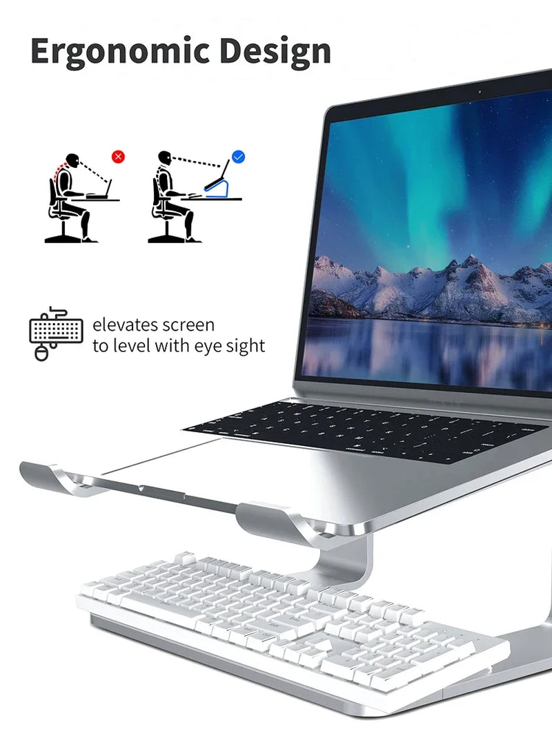 Elevate Your Workspace with Our Ergonomic Aluminum Laptop Stand - Perfect for MacBook, Dell, Lenovo & More!